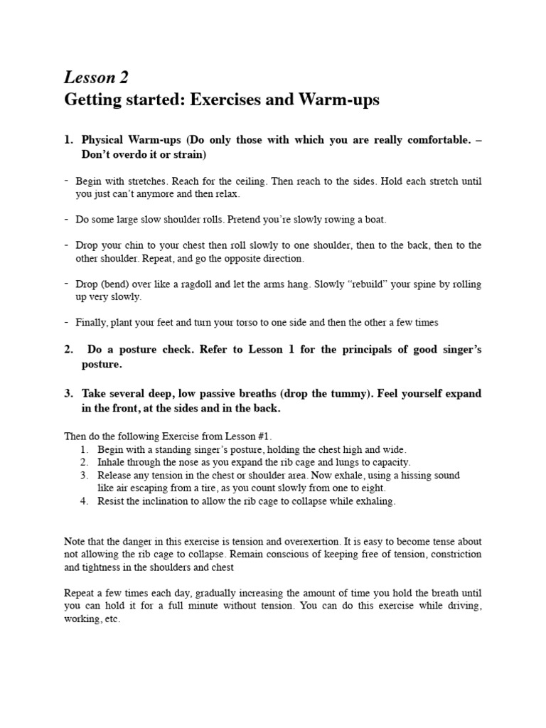 Vocal Warm-up Exercises for Singers | PDF