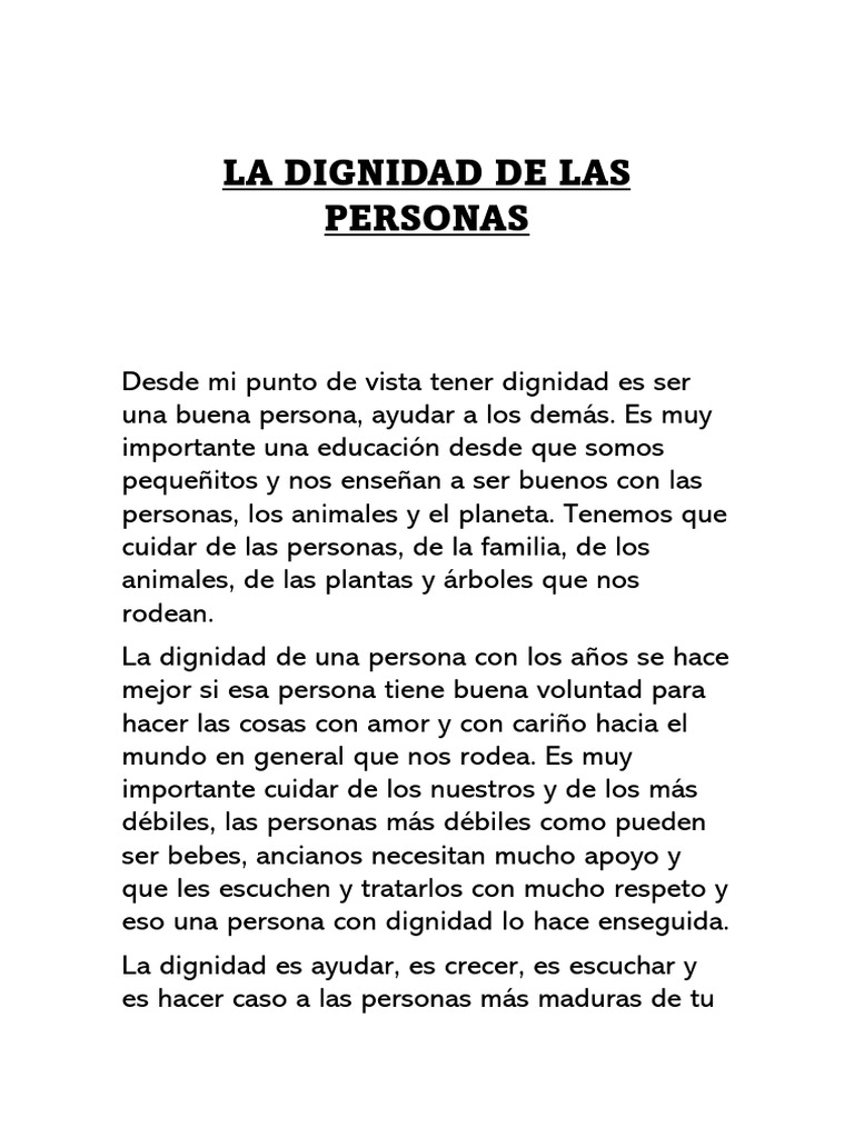 La Dignidad y el Respeto Humano | PDF | Ciencias sociales | Estilo de vida
