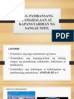 Ang Pambansang Pamahalaan at Kapangyarihan NG Sangay Nito Aral Pan