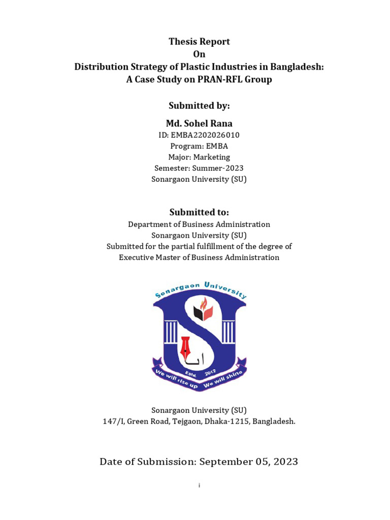 Distribution Strategy of Plastic Industries in Bangladesh A Case Study