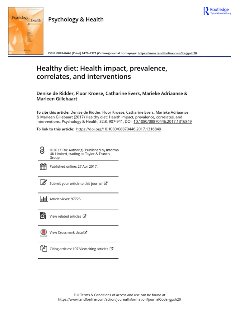 Healthy Diet Health Impact Prevalence Correlates and Interventions | PDF