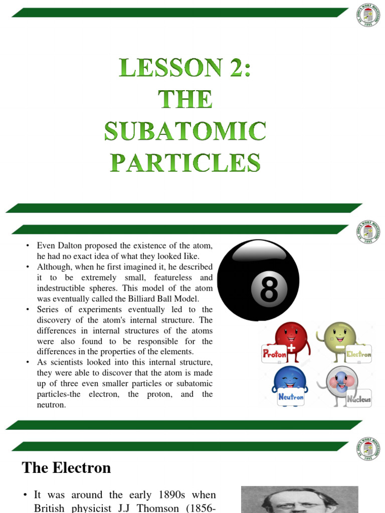 Lesson 2 The Subatomic Particles | PDF