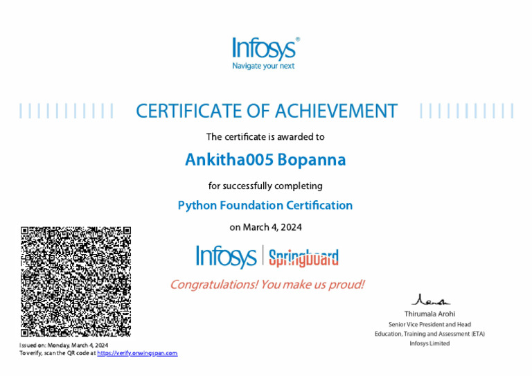 Ankitha Python Foundation Infosyse | PDF