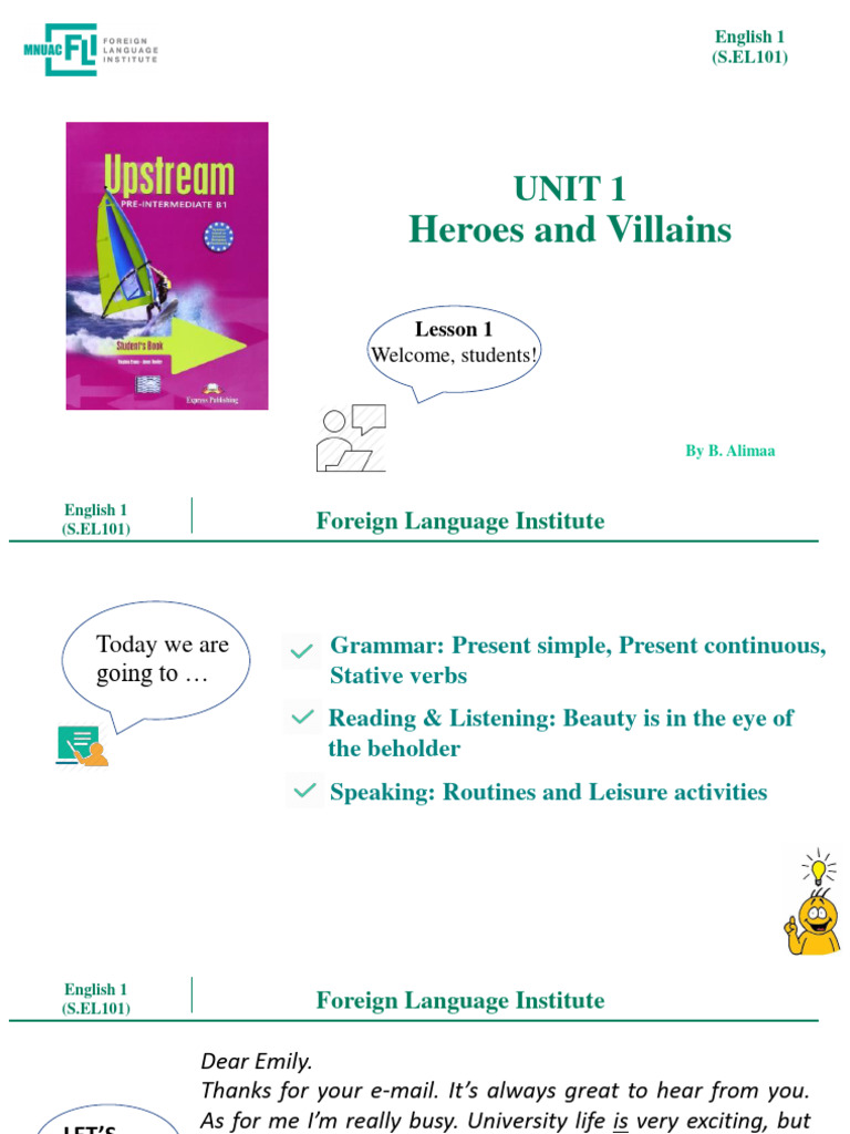 Lesson 1 Pre Intermediate 2021 Pdf English Language Lunch