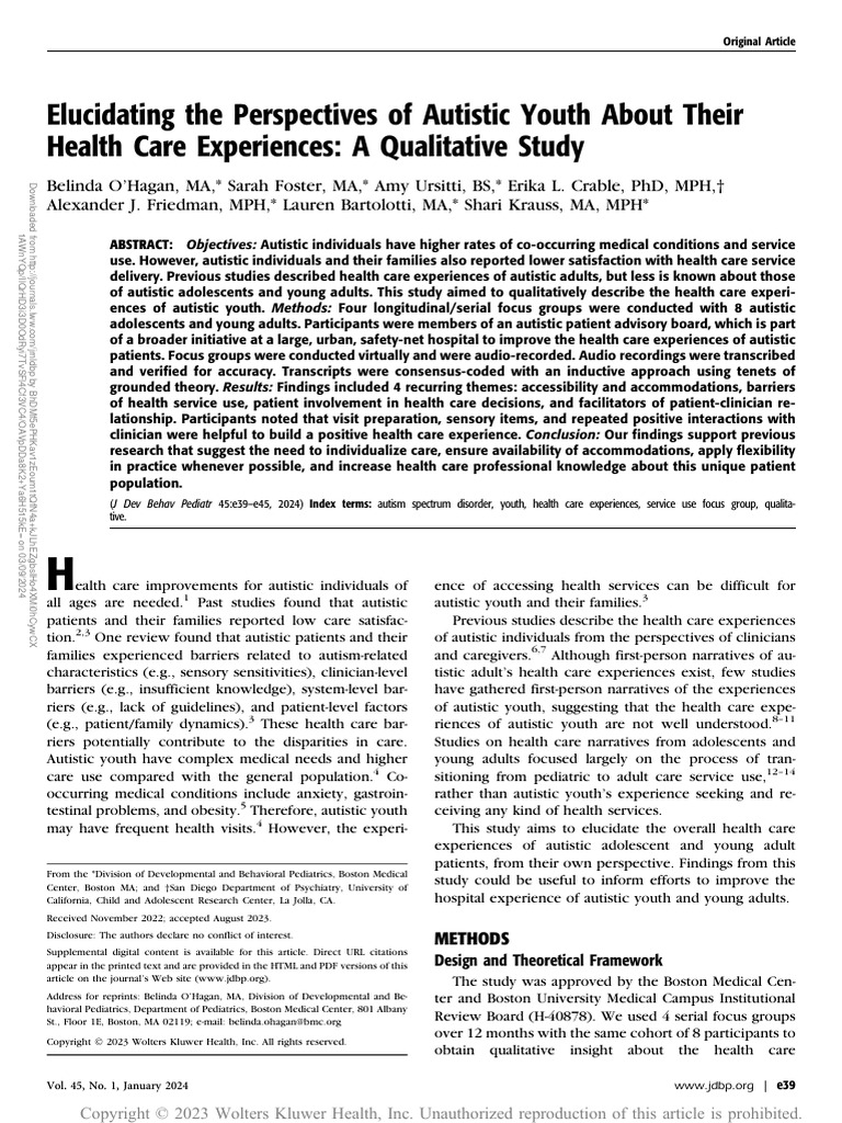 Elucidating The Perspectives of Autistic Youth.8 | PDF | Autism ...