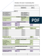 Equipment or Machinery Movement and Commissioning Form