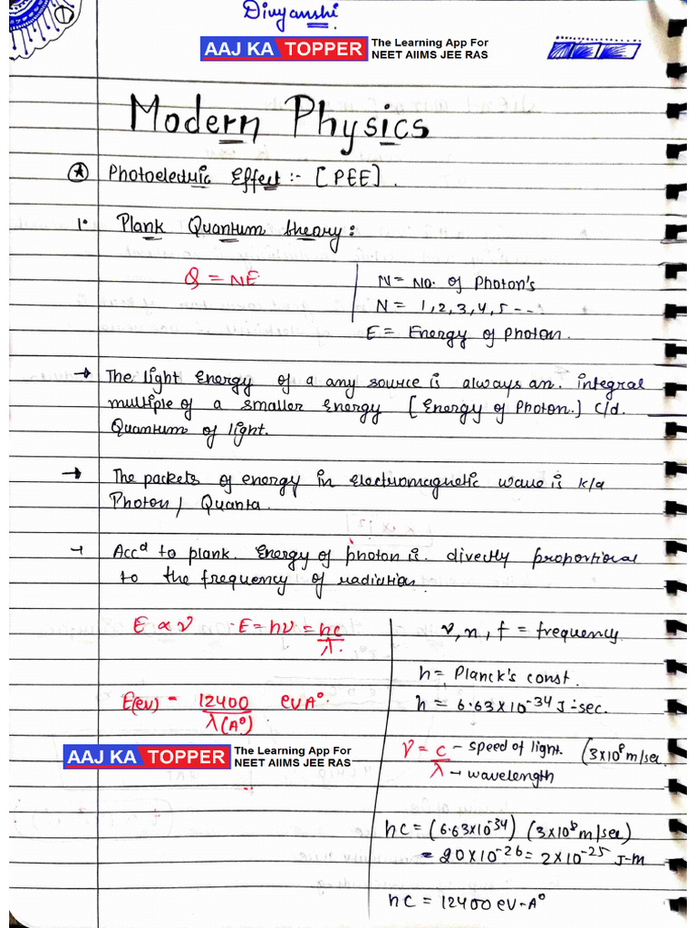 Modern Physics Notes English Pdf