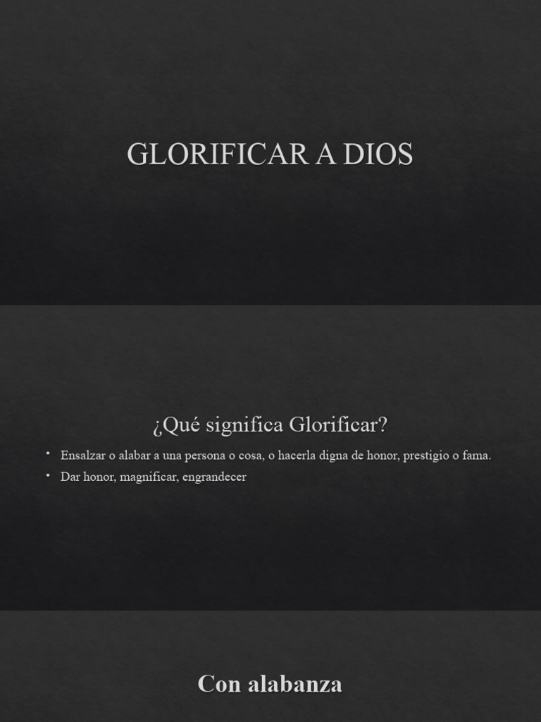 Significado de Glorificar a Dios | PDF