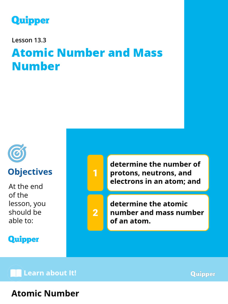 Atomic Numbers & Mass for Students | PDF | Teaching Methods & Materials