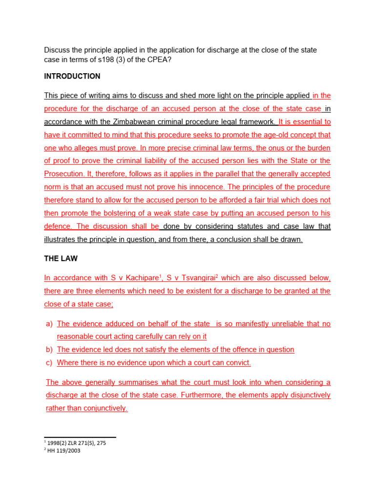 Discharge Principles in State Cases | PDF | Criminal Procedure In South ...