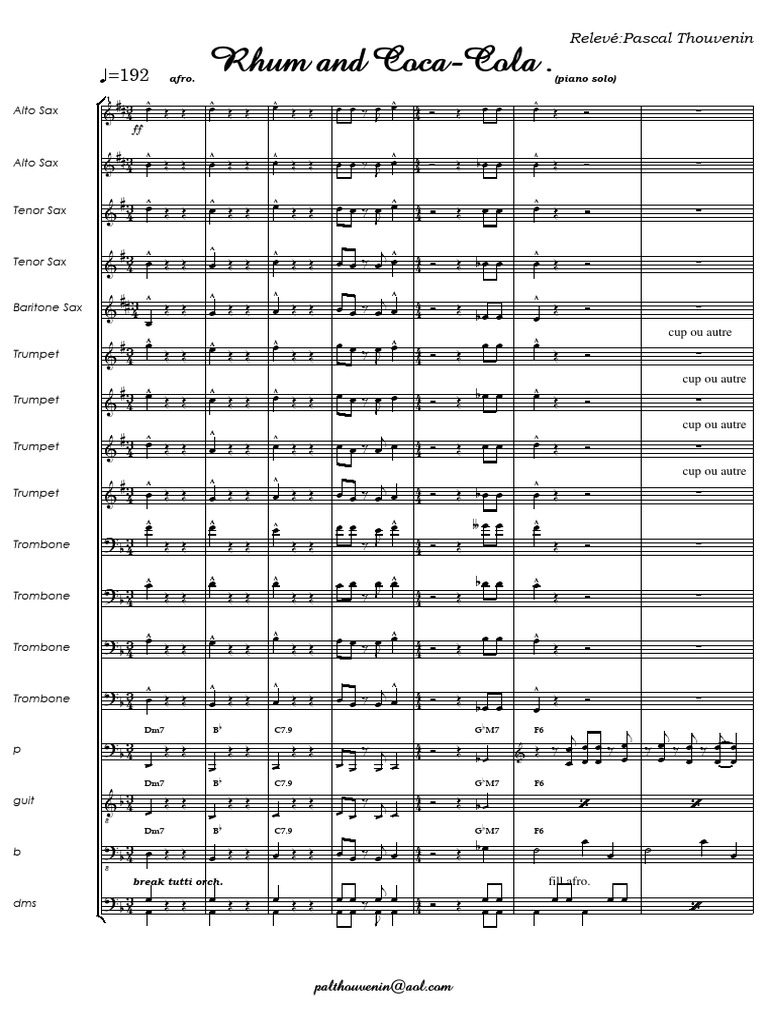 Rhum and CocaCola . arrangement Pascal Thouvenin PDF