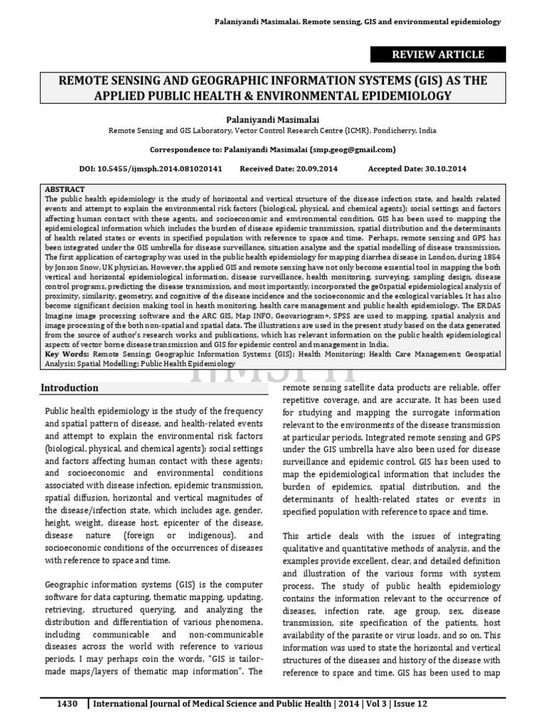 GIS and Remote Sensing in Public Health | PDF | Geographic Information ...