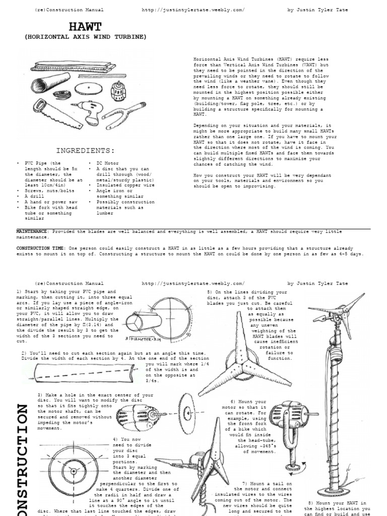 Build Your Own Horizontal Axis Wind Turbine | PDF | Wind Turbine ...