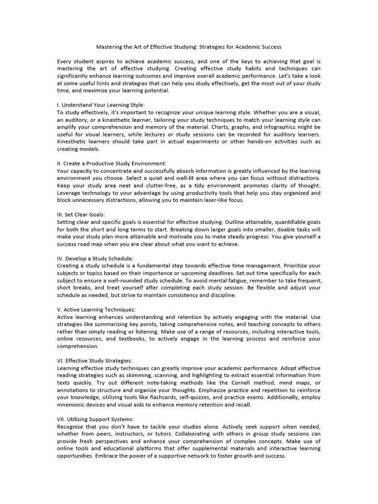 Mastering Effective Study Strategies | PDF | Learning | Reading ...