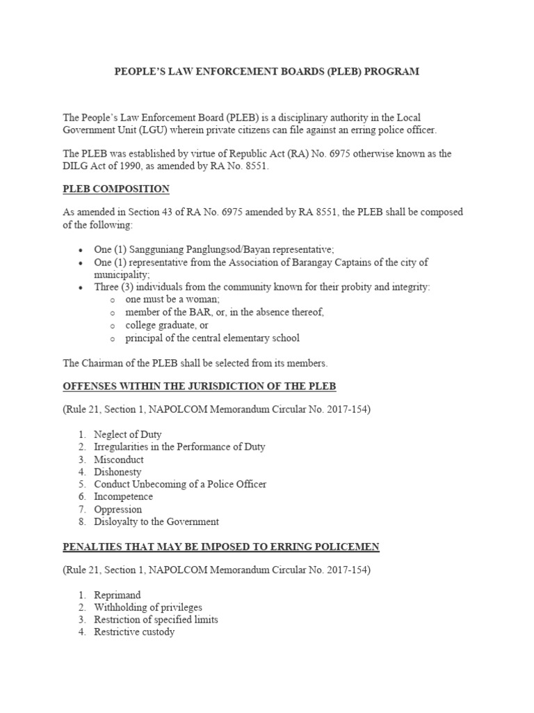 PLEB Overview | PDF