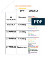 Date DAY Subject: 22 February Thursday