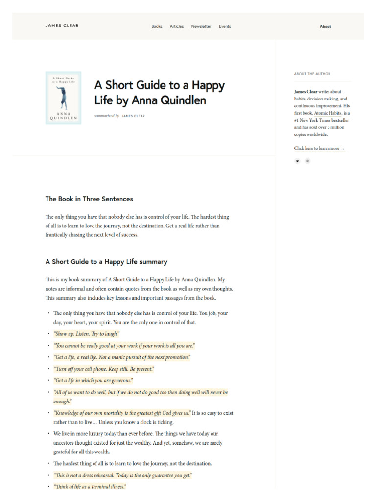 A Short Guide To A Happy Life by Anna Quindlen D PDF