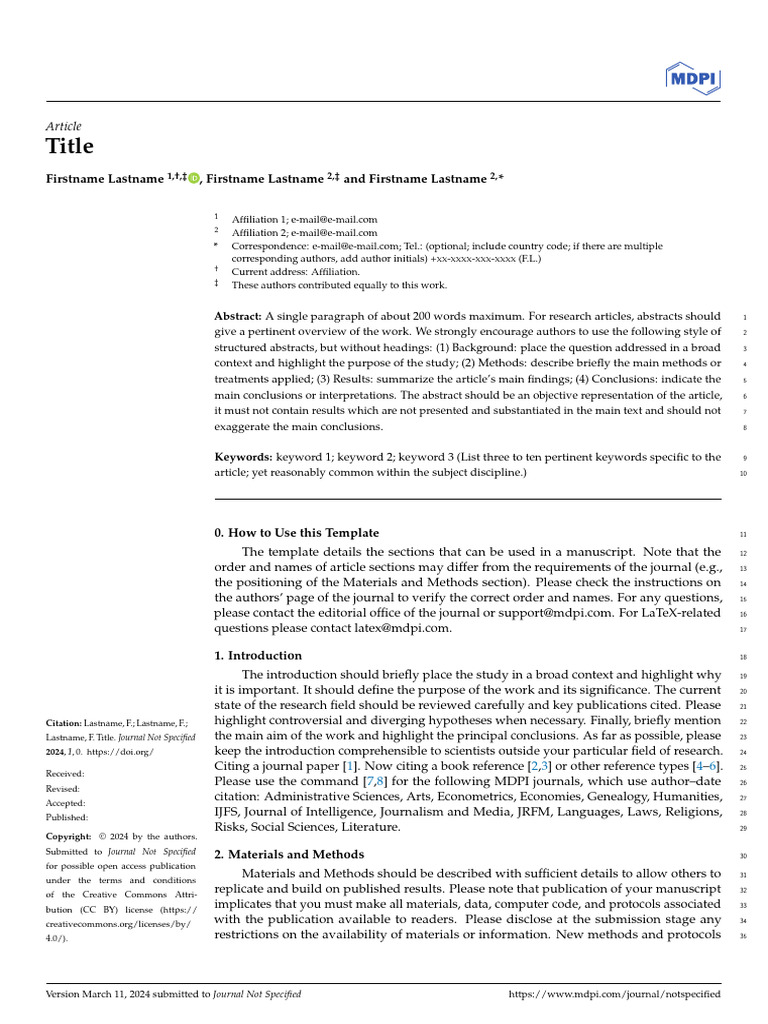 Mdpi Article Template | PDF | Theorem | Informed Consent