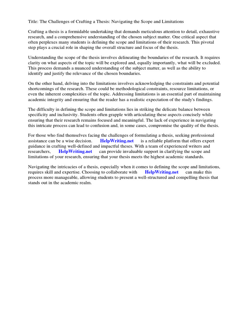 Thesis example scope and limitation pdf thesis methodology