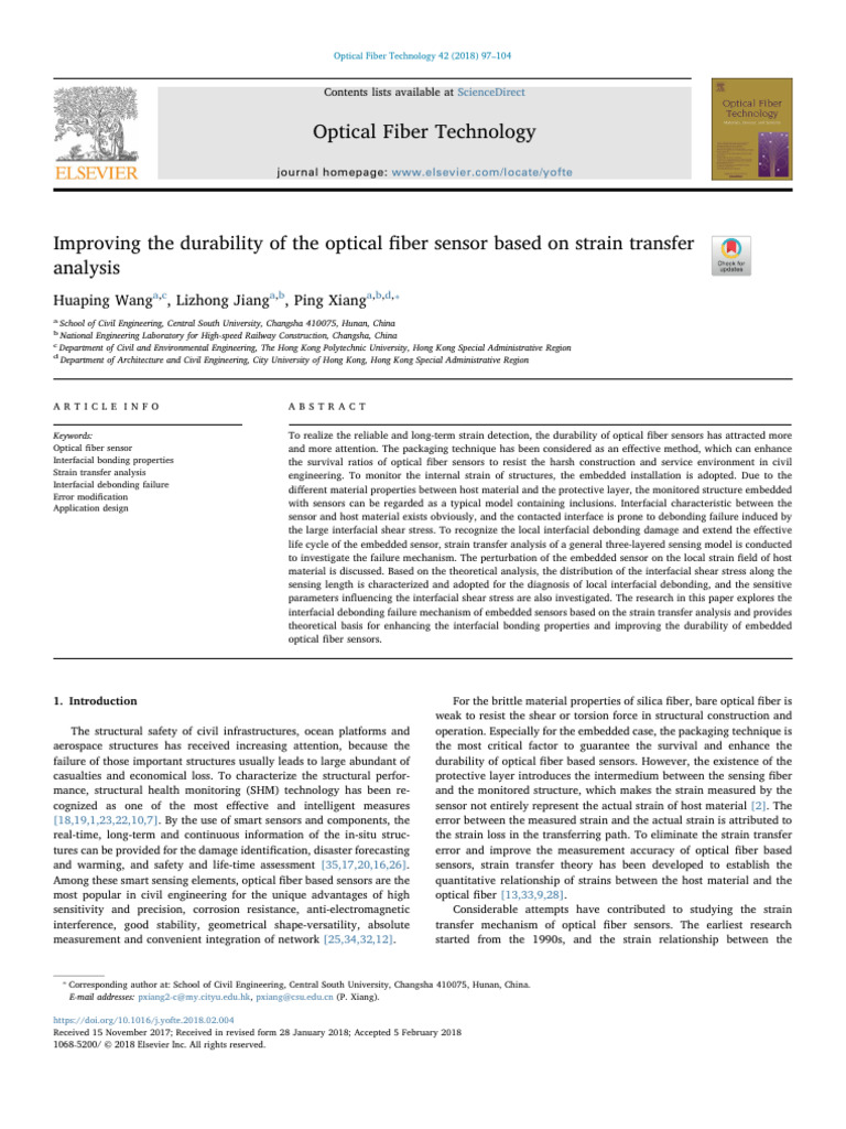 Improving The Durability of The Optical Fiber Sensor Based On Strain ...
