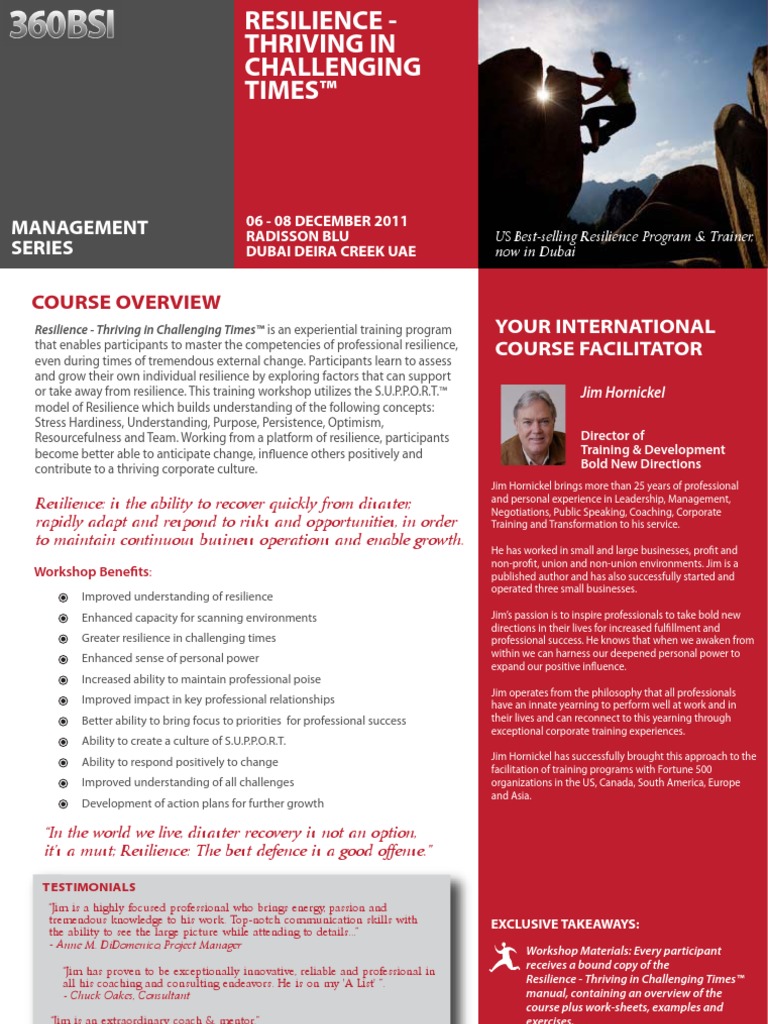 Resilience - Thriving in Challenging Times ™, 06 - 08 December 2011 ...