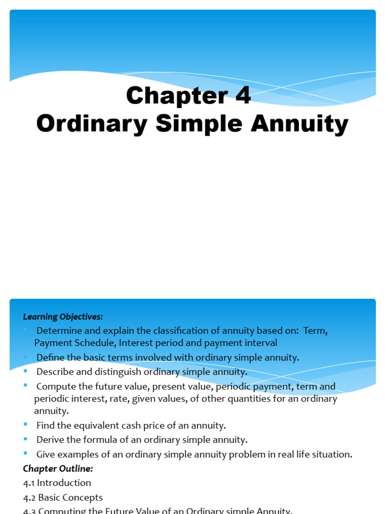 Ordinary Simple Annuity Guide | PDF | Present Value | Interest