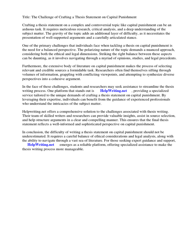 Thesis Statement Examples For Capital Punishment | PDF | Capital ...