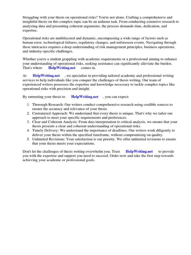 Thesis On Operational Risks | PDF
