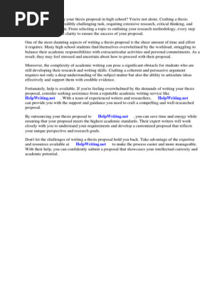 Thesis Proposal Sample - High School