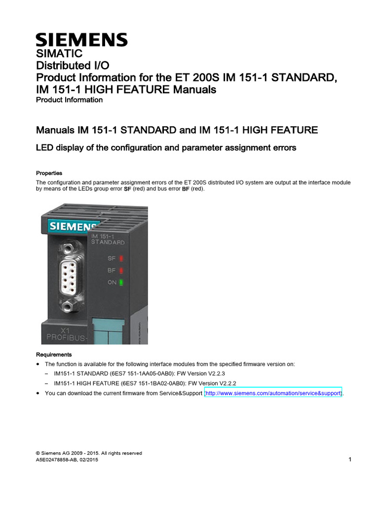 ET 200S IM 151-1 Error Codes Guide | PDF | Parameter (Computer ...