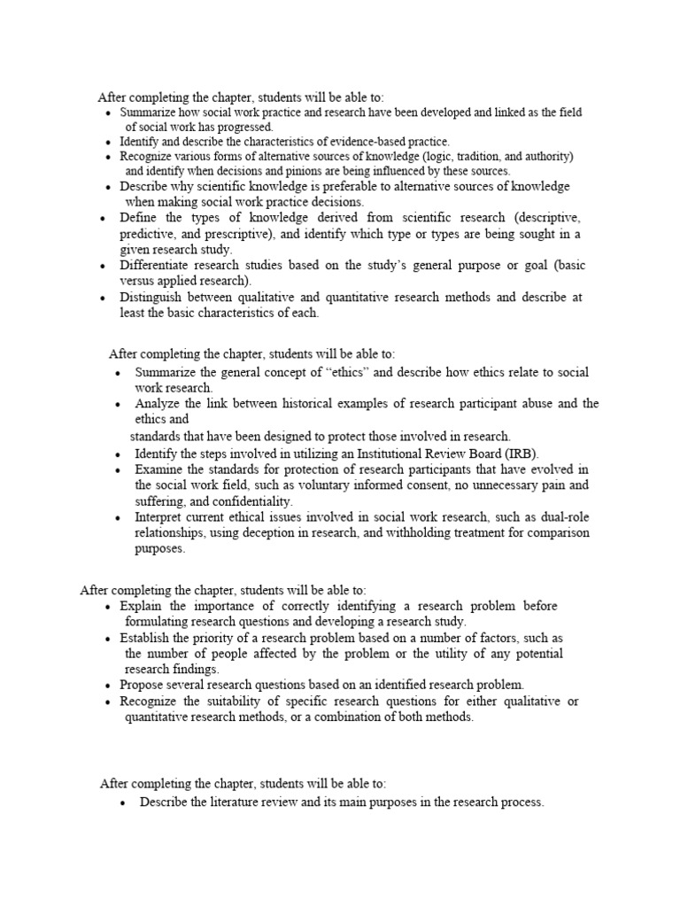 Social Work Research Objectives Overview | PDF | Qualitative Research ...