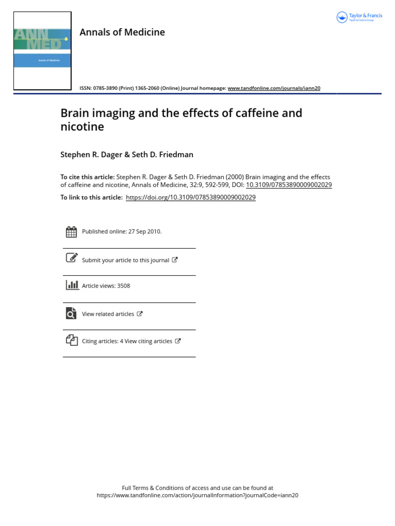Brain Imaging: Caffeine and Nicotine Effects | PDF | Caffeine ...