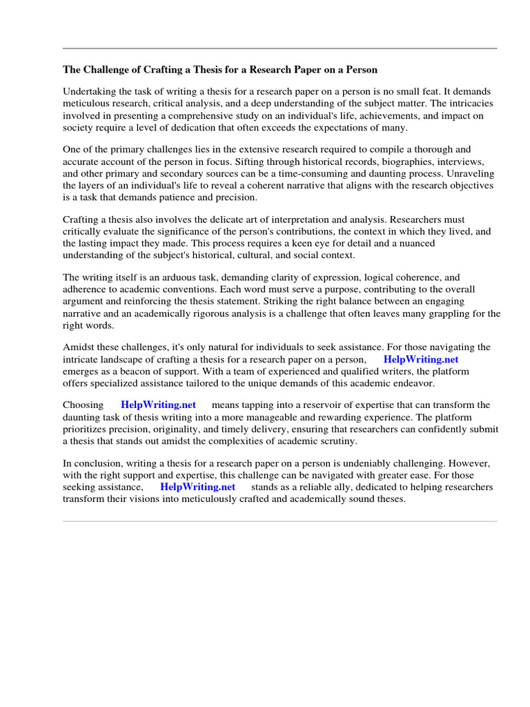 Thesis For A Research Paper On A Person | PDF | Thesis | Artificial ...