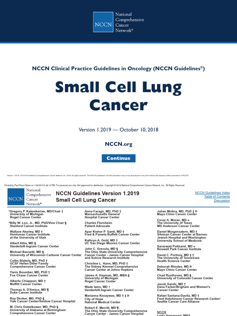 2019 NCCN Small Lung Cancer | PDF | Lung Cancer | Biopsy