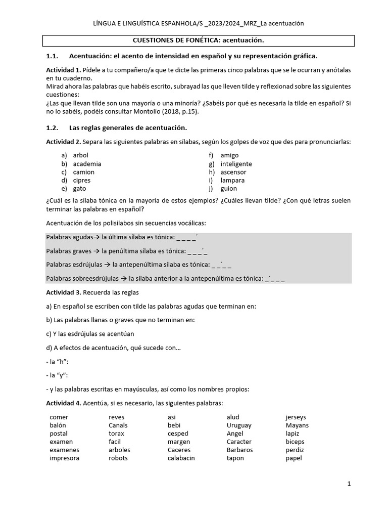 Reglas de Acentuación en Español | PDF | Comunicación humana | Voz humana