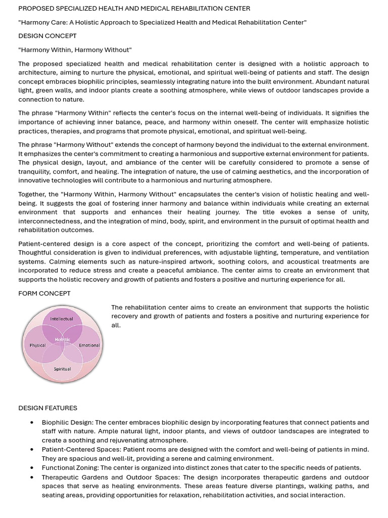 Holistic Health Rehabilitation Center Design | PDF | Physical Therapy ...
