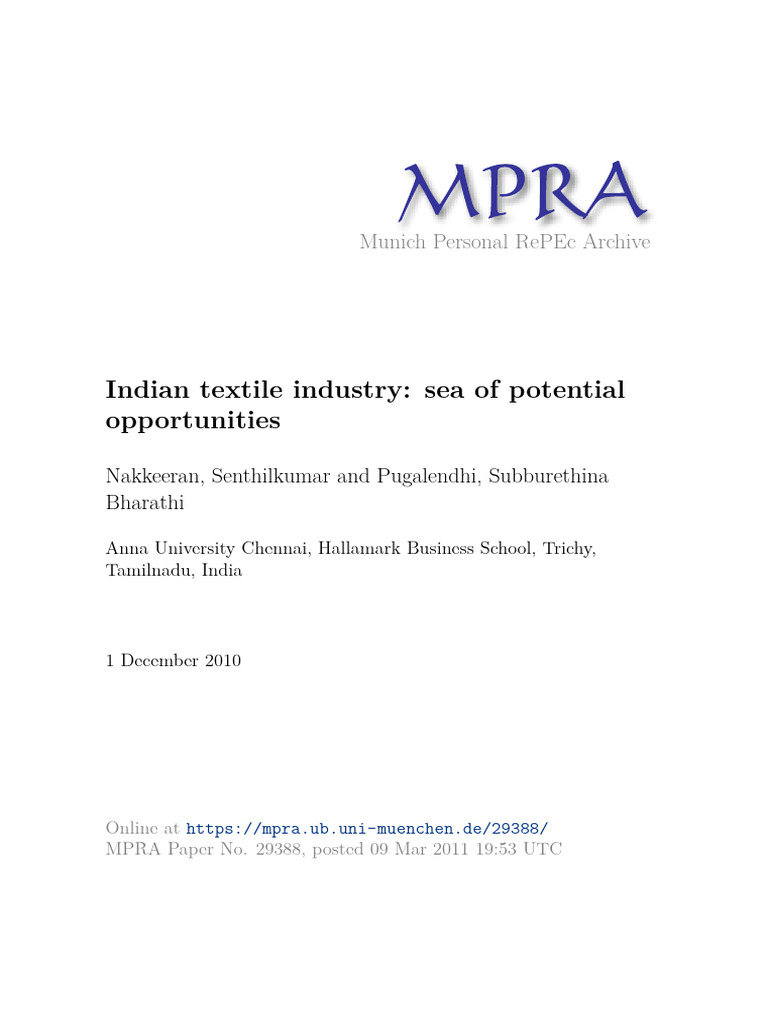 Indian Textile Industry Sea Of Potential Opportunities Pdf