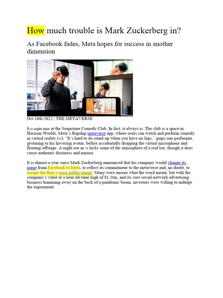How much trouble is mark zuckerberg in pdf virtual reality computing