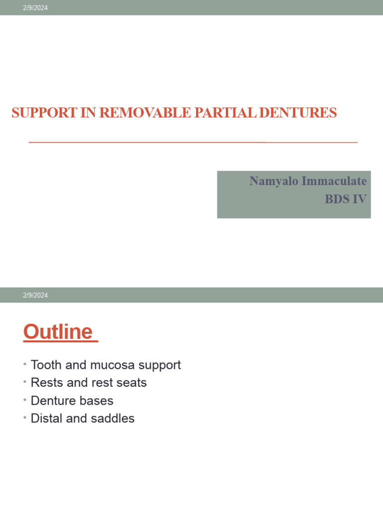 Support Mechanisms in RPD Design | PDF | Dentures | Dentistry Branches