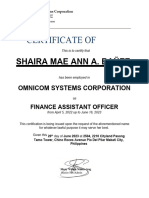 Certificate of Employment For SHRMNBNZ