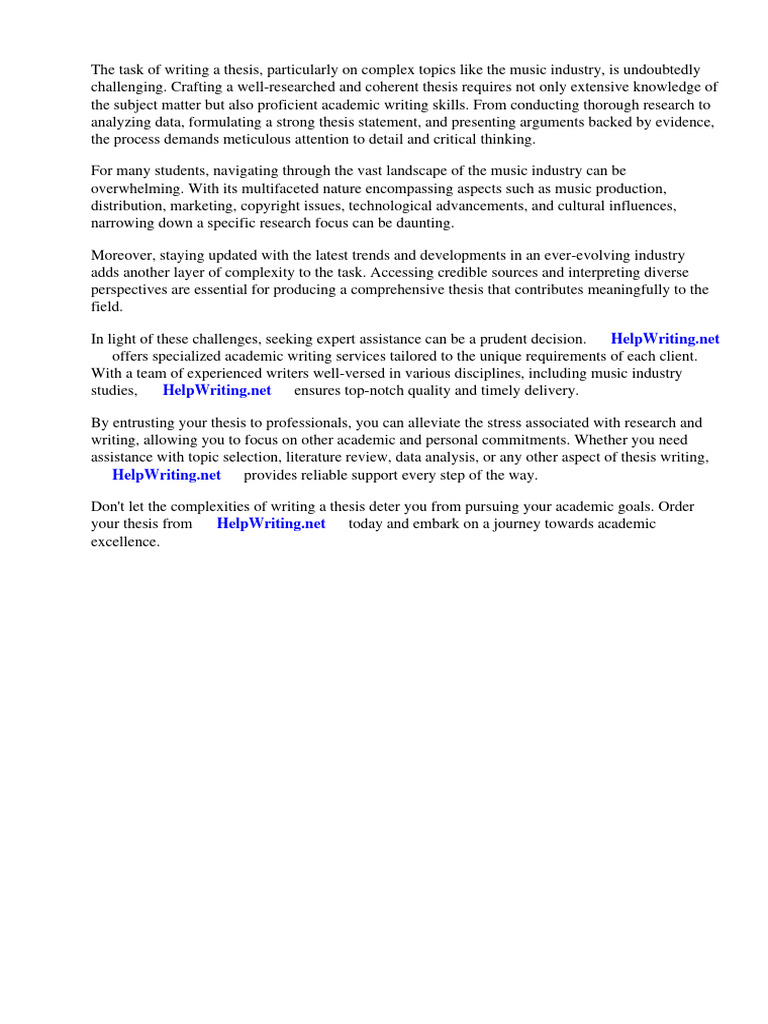 Music Industry Thesis Statement | PDF | Thesis | Internet