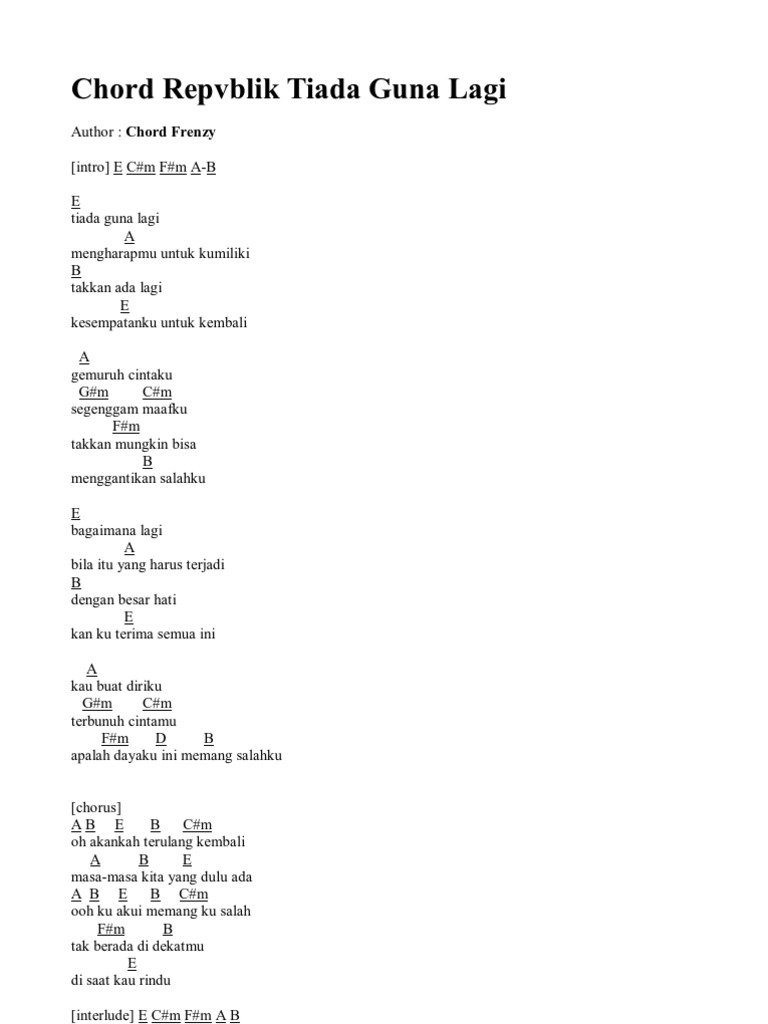 Chord Repvblik Tiada Guna Lagi
