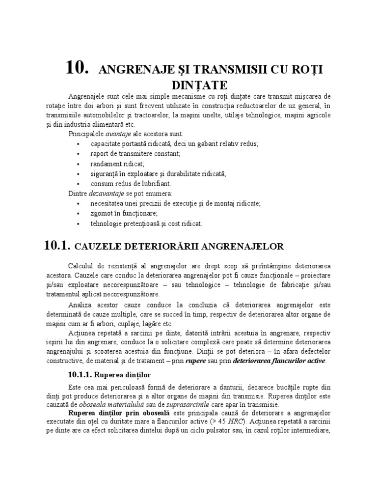 Subcap10.1 - 2 Angrenaje Si Transmisii Cu Roti Dintate | PDF