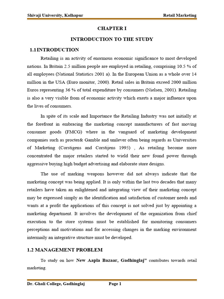 A Study of Retail Marketing | PDF | Retail | Marketing