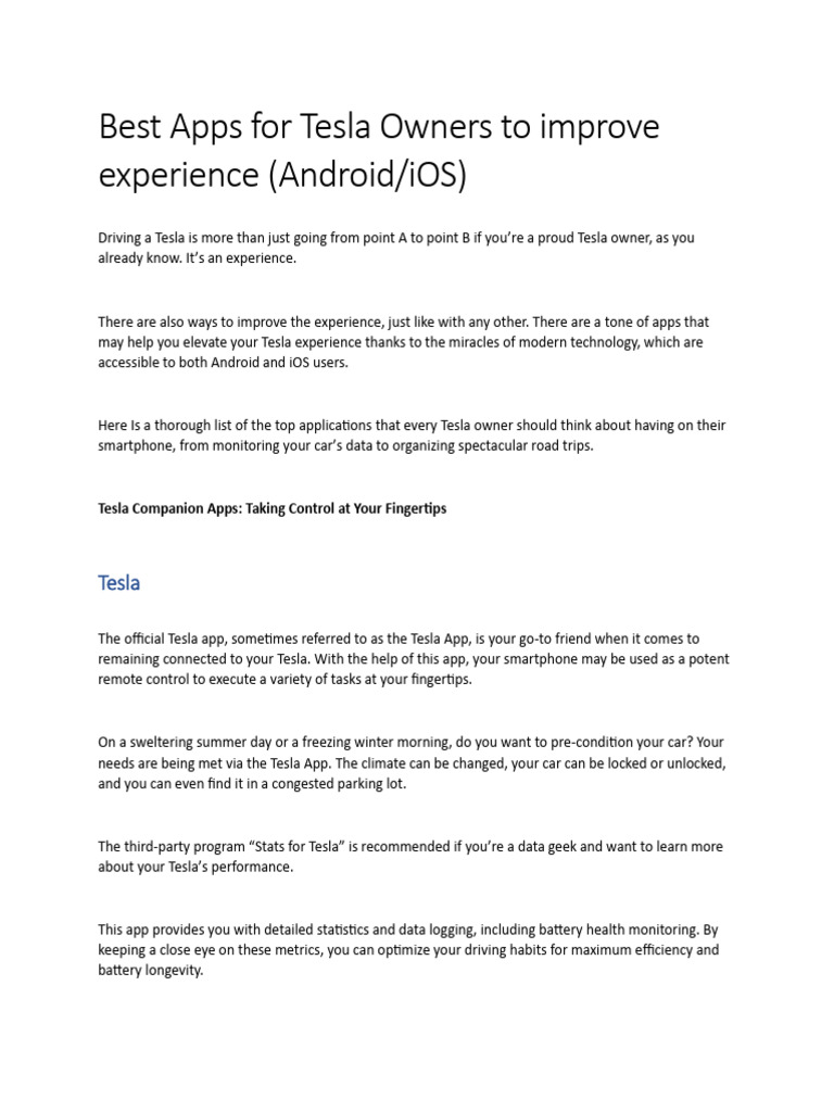 Tesla Apps | PDF | Mobile App | Ios