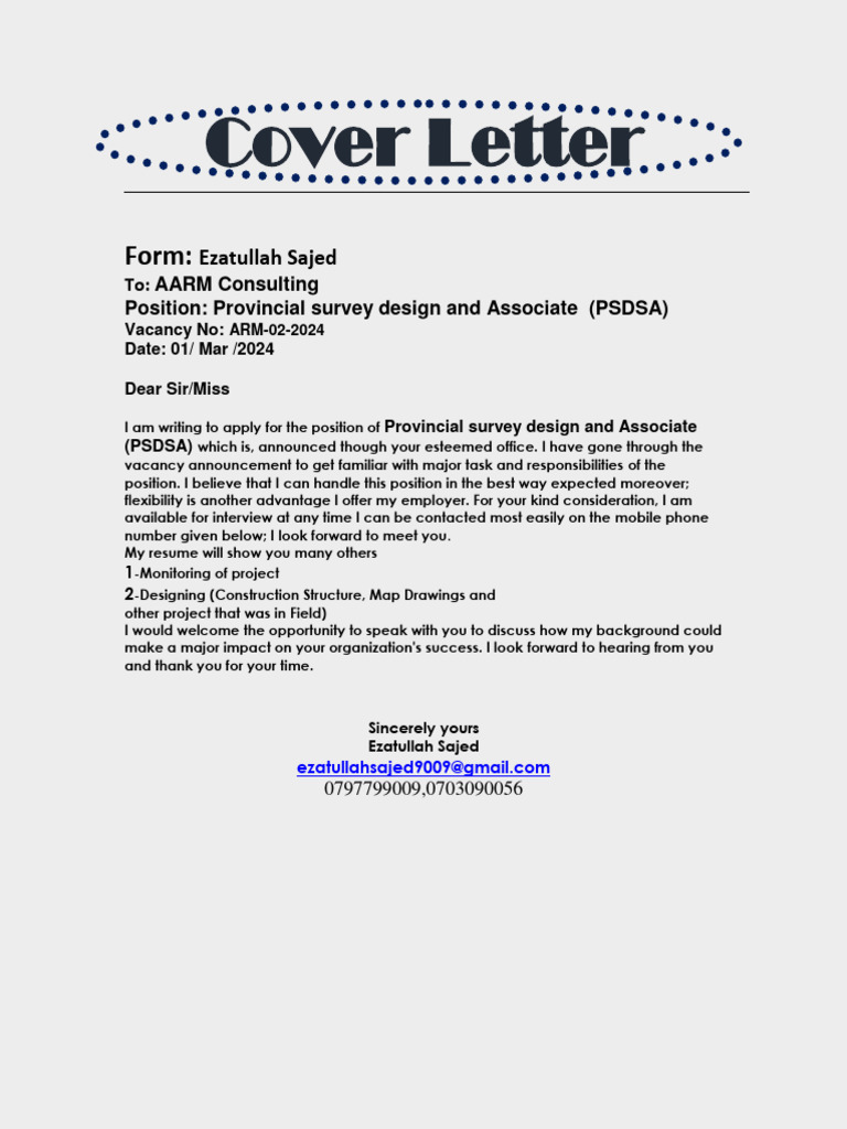 Application for PSDSA Position at AARM | PDF | Art