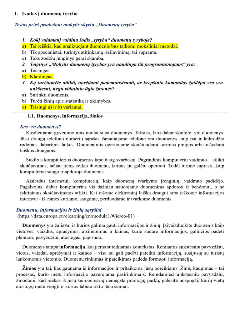 Kas Yra Duomenų Tyryba | PDF