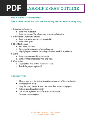 Scholarship Essay Outline