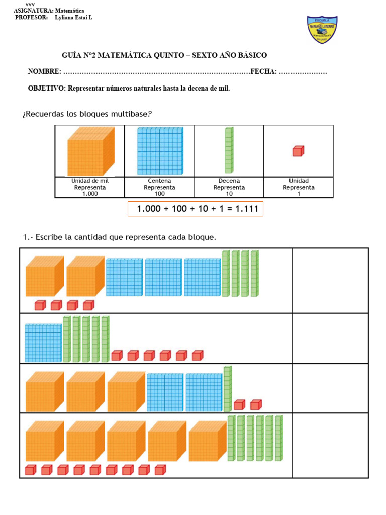 Ejercicios de Números Naturales para Primaria | PDF | Matemáticas