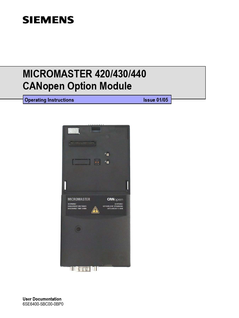 MICROMASTER CANopen Option Module Operating Instructions | PDF ...